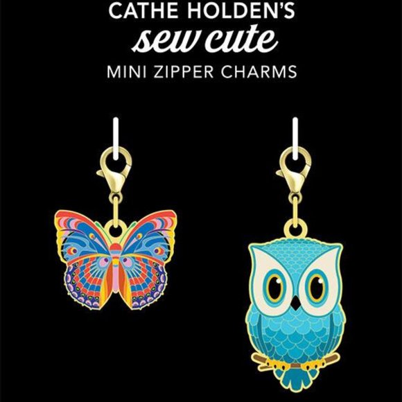 Mini Butterfly and Owl Enamel Zipper Pulls (Set of Two) Cathe Holden Sew Cute - Picture 1 of 1